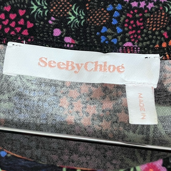 See by Chloe 36 (US 4) Vegas dress black multi-color floral print ruffle sleeves - Picture 10 of 12